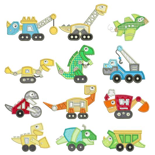 Constructasaurus Applique Machine Embroidery Designs By JuJu