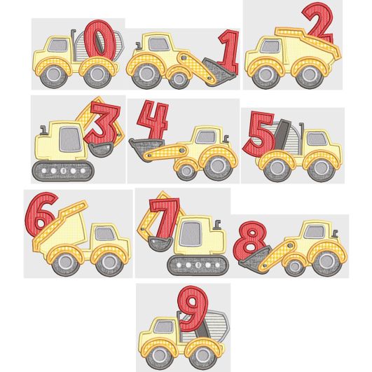 Construction Zone Numbers | Machine Embroidery Designs by JuJu