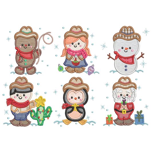 Cowboy Christmas Applique Machine Embroidery Designs by JuJu 
