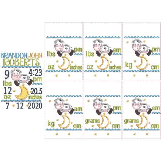 Cow Moon Birth Announcement Template Machine Embroidery Designs by JuJu