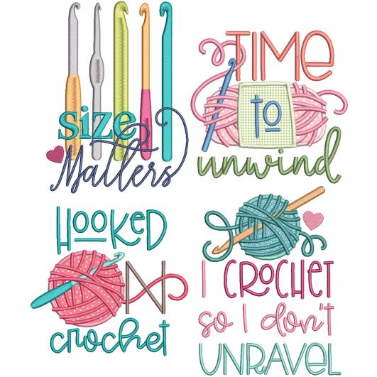Crochet Word Art 2 | Machine Embroidery Designs by JuJu