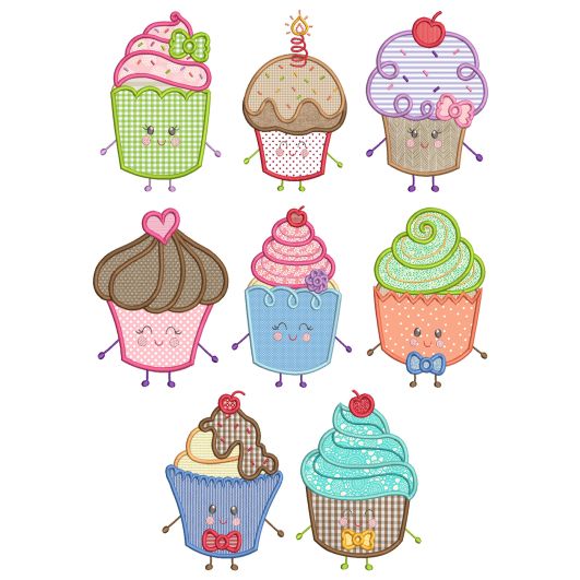 Cupcake Cuties Machine Embroidery Designs by JuJu