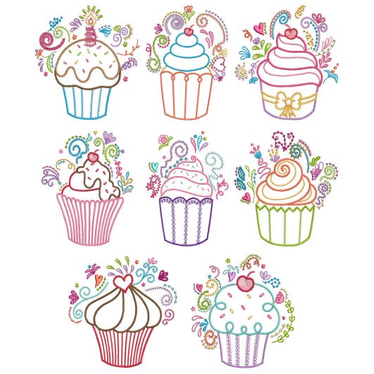 Cupcake Doodles Machine Embroidery Designs By JuJu