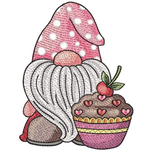 Cupcake Gnome | Machine Embroidery Designs by JuJu