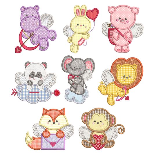Cupid Animals Applique Machine Embroidery Designs by JuJu