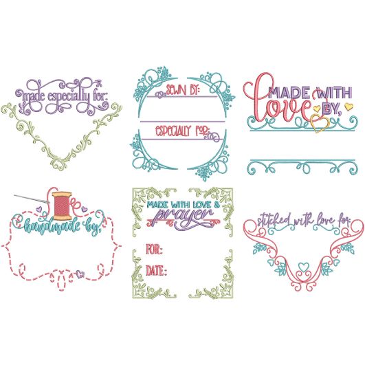Customizable Quilt Labels 1 Digital Embroidery Designs by JuJu