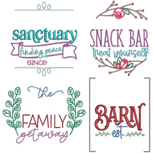 Customizable Family Signs 2 | Machine Embroidery Designs by JuJu