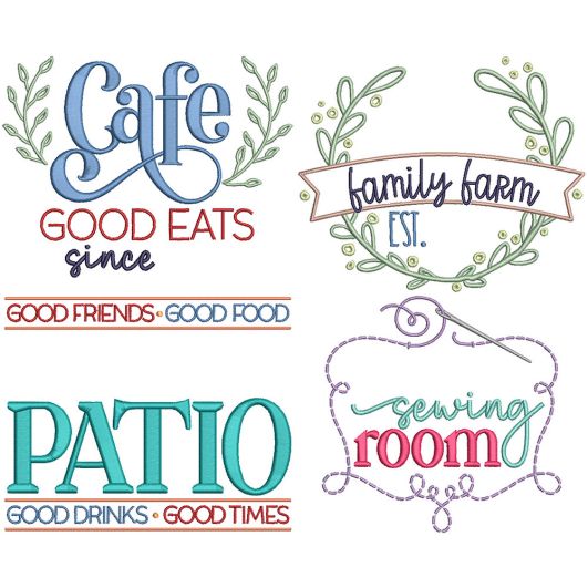 Customizable Family Signs 3 | Machine Embroidery Designs by JuJu