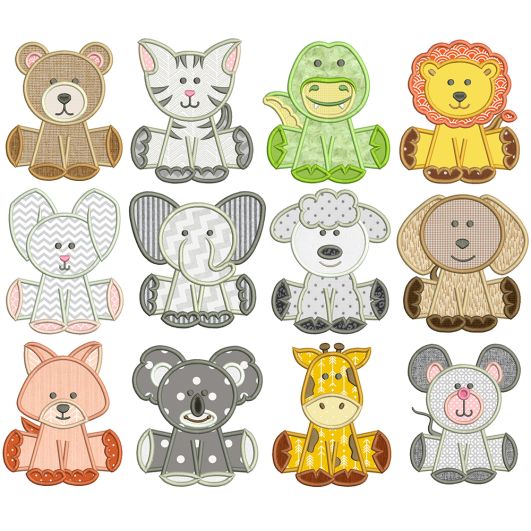 Cute Animals Applique Machine Embroidery Designs By JuJu