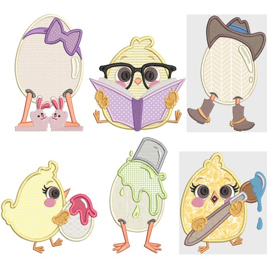 Cute Chicks Applique Digital Embroidery Designs by JuJu
