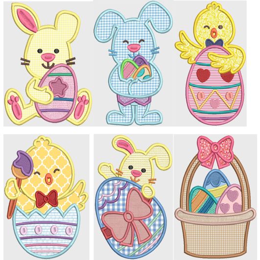 Cute Easter Friends Digital Machine Embroidery Designs by JuJu 