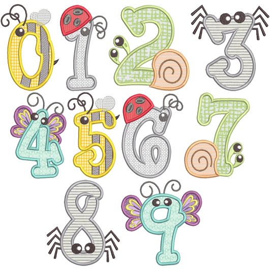 Cute Little Bug Numbers | Machine Embroidery Designs by JuJu