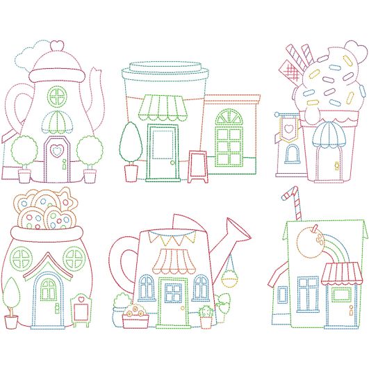 Cute Shops 1 Machine Embroidery Designs by JuJu