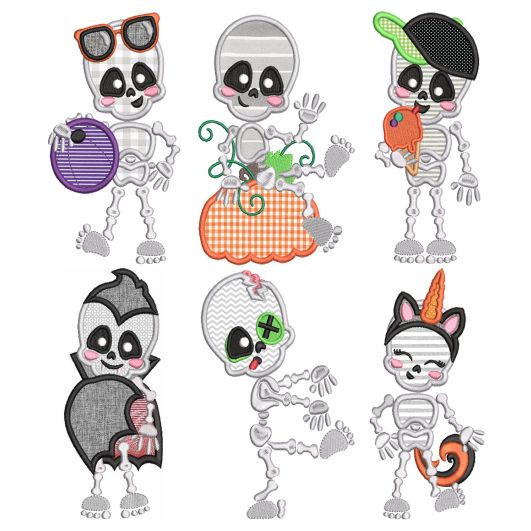 Cute Skeletons Halloween Machine Embroidery Designs by JuJu
