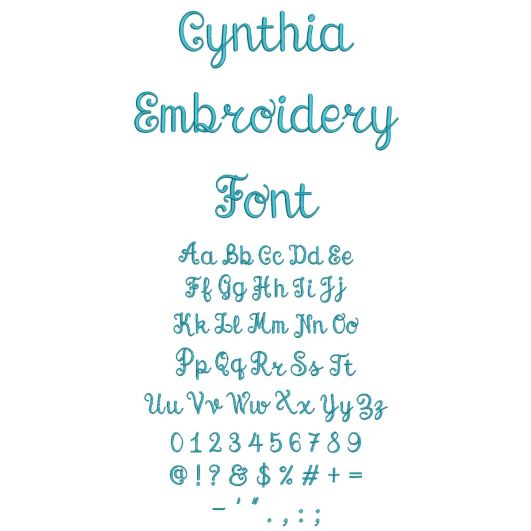 Cynthia Embroidery Font | Machine Embroidery Designs by JuJu