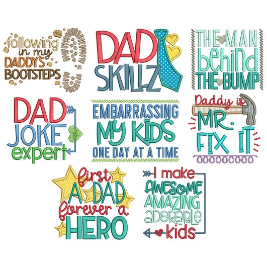 Dad's Life Word Art Machine Embroidery Designs By JuJu

