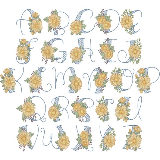 Daisy Alphabet | Machine Embroidery Designs by JuJu