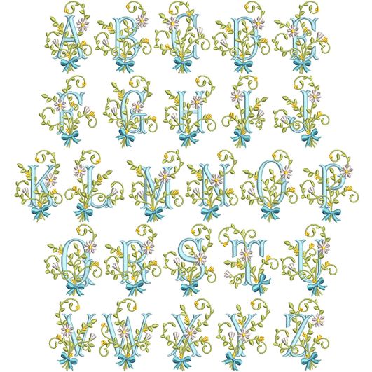 Daisy Bloom Monogram | Machine Embroidery Designs by JuJu