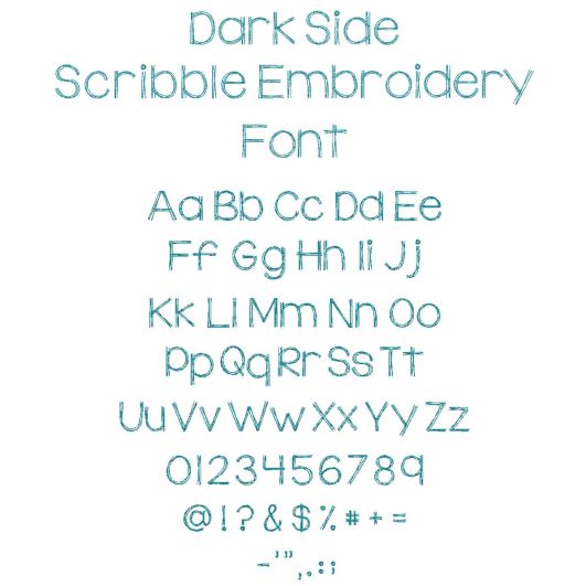 Dark Side Scribble Embroidery Font | Machine Embroidery Designs by JuJu