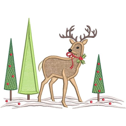 Christmas Deer Scene Applique