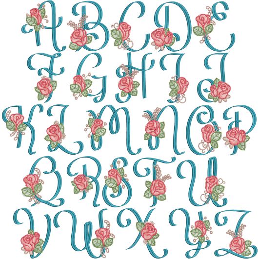 Delicate Rosebud Alphabet | Machine Embroidery Designs by JuJu