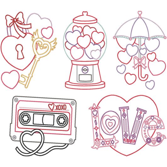 Delightful Valentines Digital Embroidery Designs by JuJu