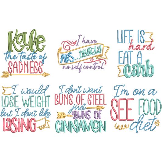Diet Word Art 3 | Machine Embroidery Designs by JuJu