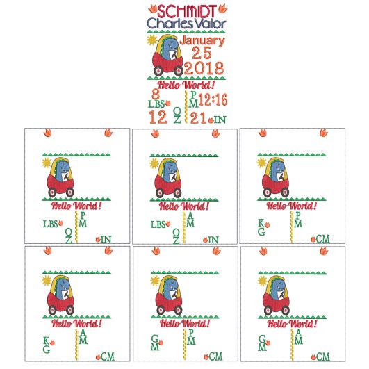 Dino Birth Announcement Template Machine Embroidery Designs by JuJu