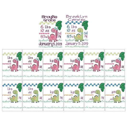 Dino Jungle Birth Announcement Template Machine Embroidery Designs by JuJu