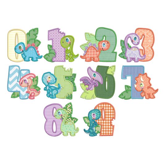 Dino Numbers Applique Machine Embroidery Designs By JuJu