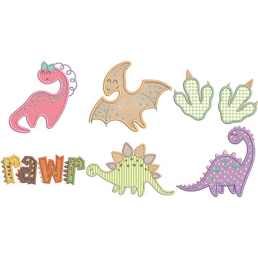 Dinosaur Applique 1 | Machine Embroidery Designs by JuJu
