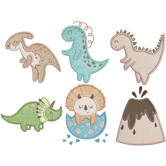 Dinosaurs Applique 2 | Machine Embroidery Designs by JuJu