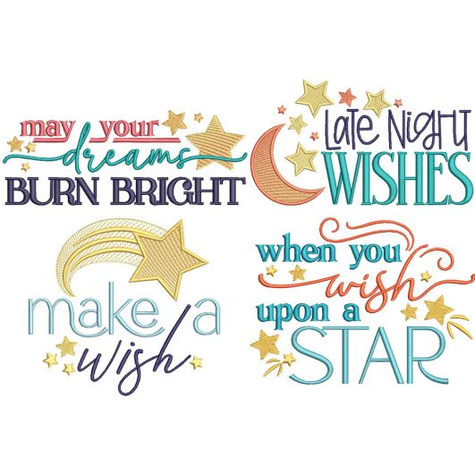 Dreams And Wishes Word Art | Machine Embroidery Designs by JuJu