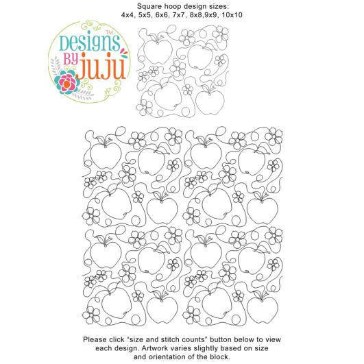 Apple And Apple Blossoms End-to-End Quilting Design | Machine Embroidery Designs by JuJu