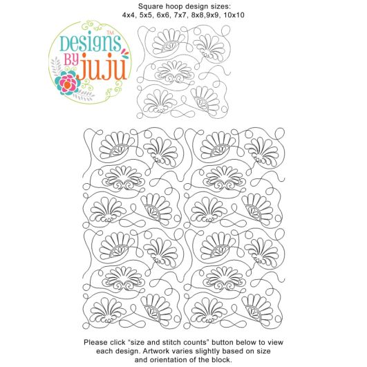 Arched Feathers End-to-End Quilting Design | Machine Embroidery Designs by JuJu