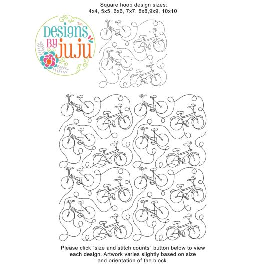 Bicycles End-to-End Quilting | Machine Embroidery Designs by JuJu