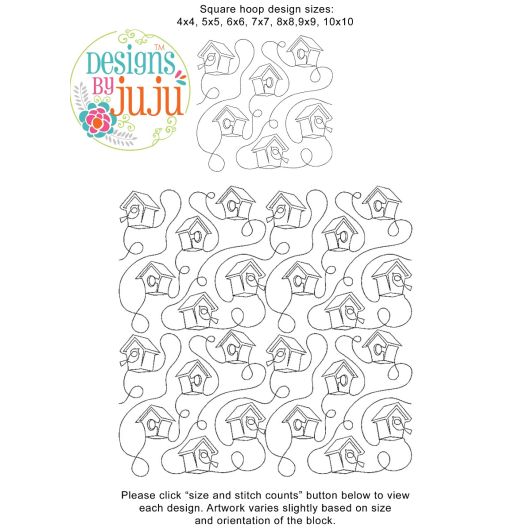 Birdhouses End-to-End Quilting | Machine Embroidery Designs by JuJu
