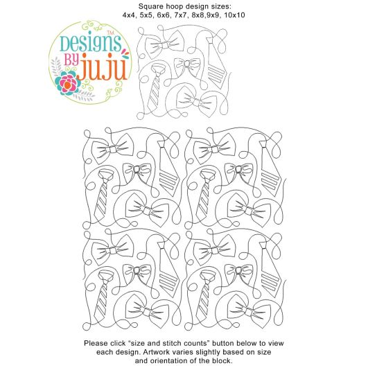 Bowties And Ties End-to-End Quilting Design | Machine Embroidery Designs by JuJu