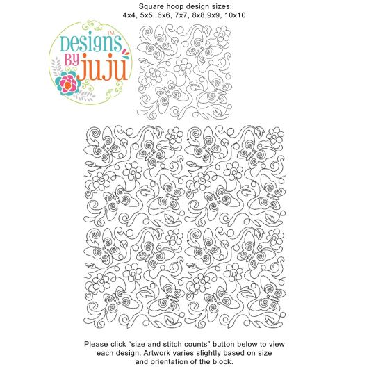 Butterflies and Flowers End-to-End Quilting | Machine Embroidery Designs by JuJu