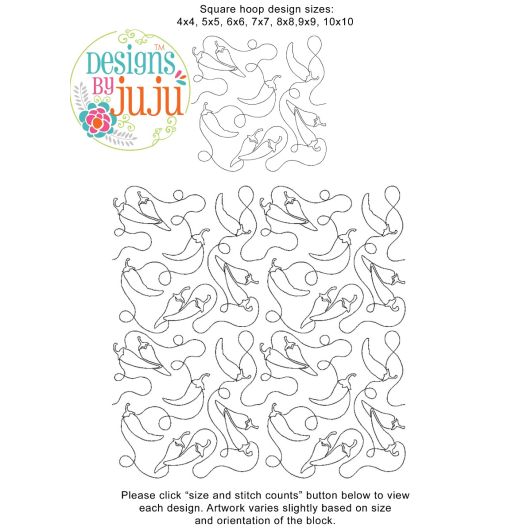 Chili Peppers End-to-End Quilting | Machine Embroidery Designs by JuJu