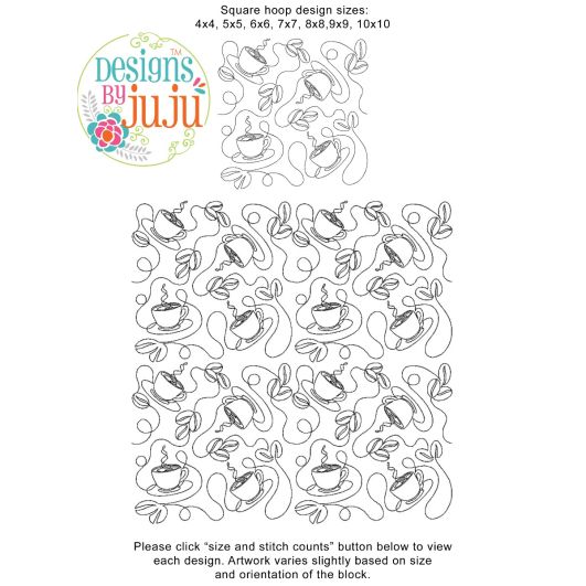 Coffee End-to-End Quilting | Machine Embroidery Designs by JuJu