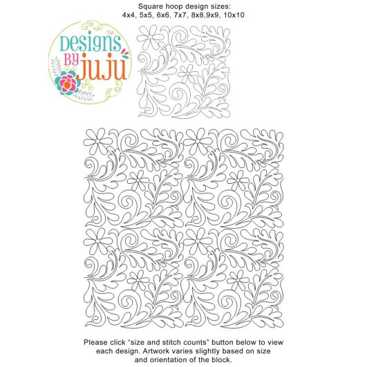 Feathers Swirls Flowers End-to-End Quilting Design | Machine Embroidery Designs by JuJu