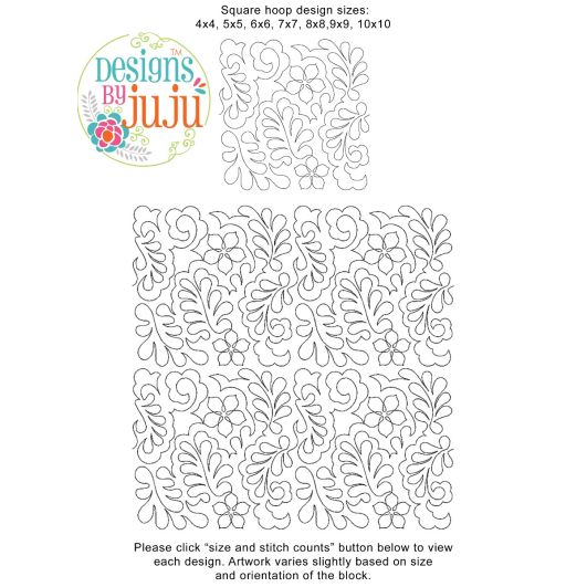 Flowers Feathers Swirls 2 End-to-End Quilting | Machine Embroidery Designs by JuJu