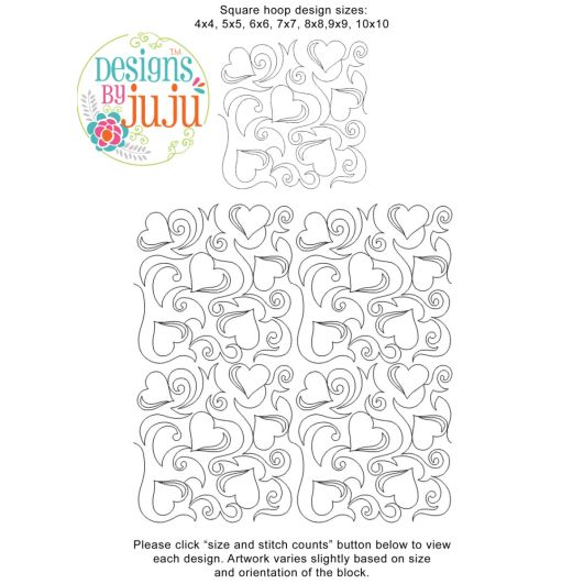 Hearts and Curls End-to-End Quilting | Machine Embroidery Designs by JuJu