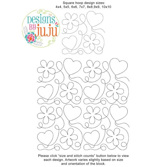 Hearts and Flowers End-to-End Quilting | Machine Embroidery Designs by JuJu