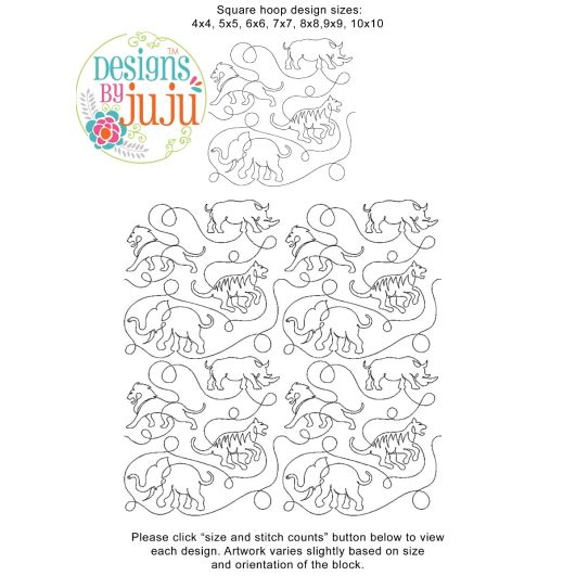 Jungle Safari End-to-End Quilting | Machine Embroidery Designs by JuJu
