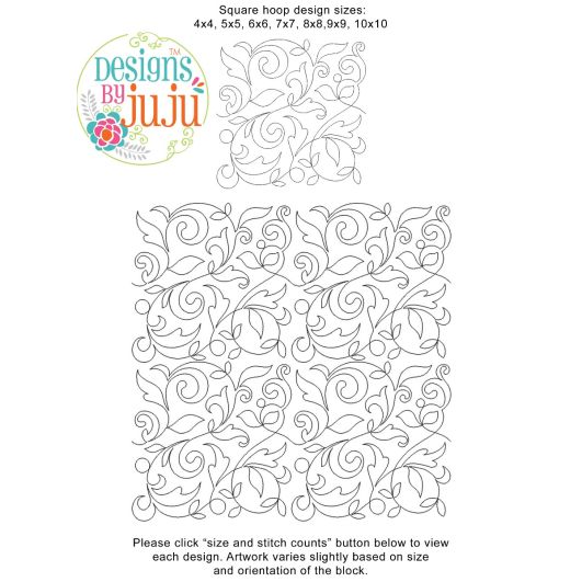 Leafy Vines And Loops End-to-End Quilting Design | Machine Embroidery Designs by JuJu