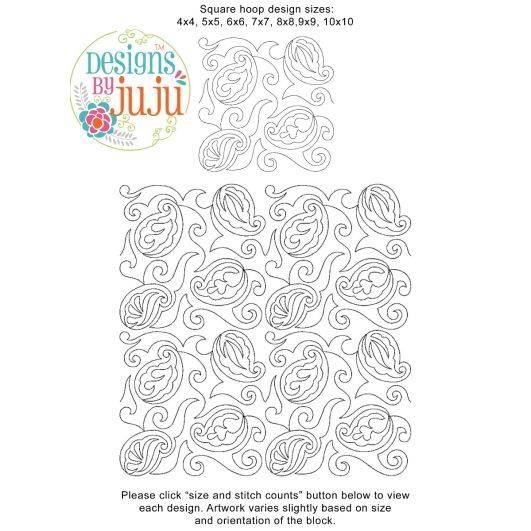 Paisley 5 End-to-End Quilting | Machine Embroidery Designs by JuJu