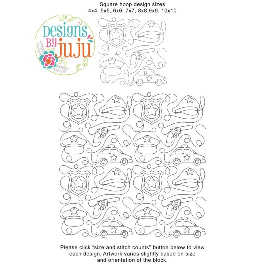 Police End-to-End Quilting Design | Machine Embroidery Designs by JuJu