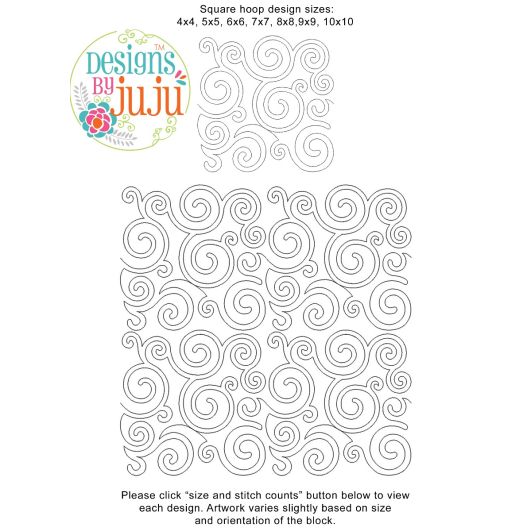 Swirly Curly End-to-End Quilting Design | Machine Embroidery Designs by JuJu